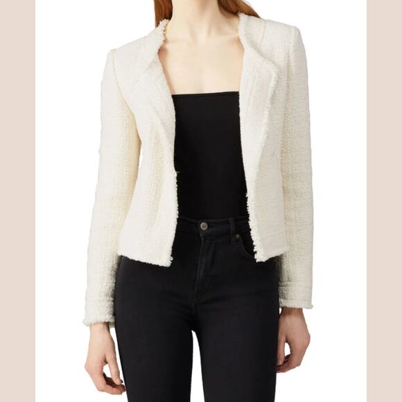 IRO Saussan Ivory Cream Metallic Cotton-blend Tweed Jacket French 36 US 4 - Picture 6 of 14